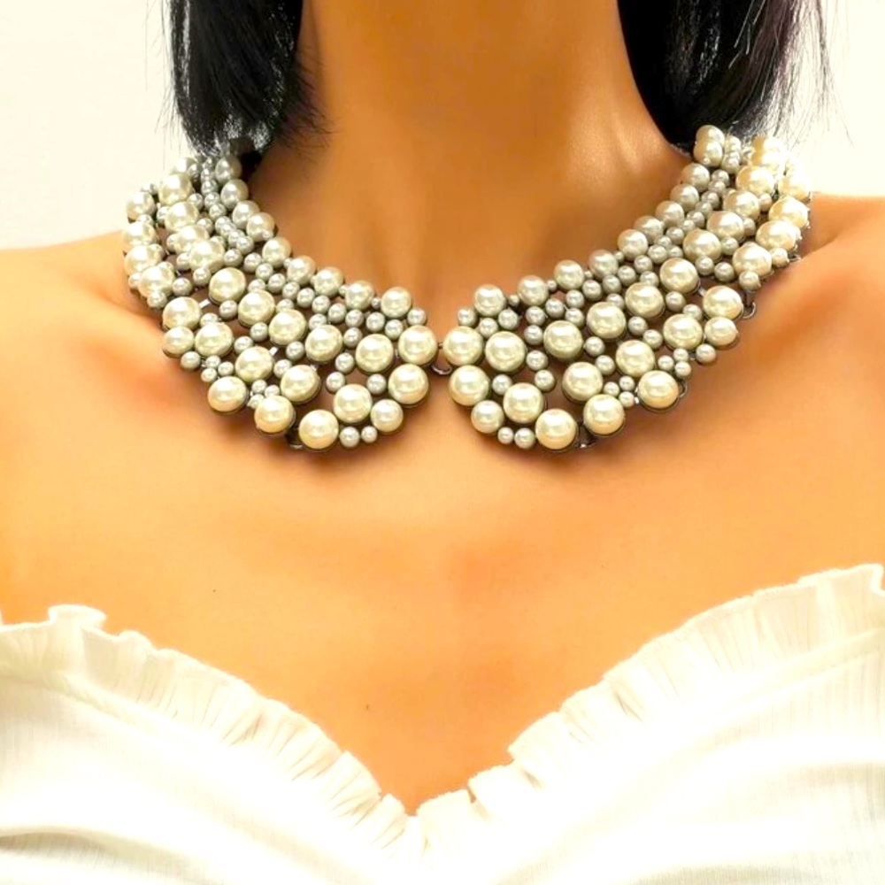 New Zara Pearl Collar Statement Necklace - Picture 2 of 7